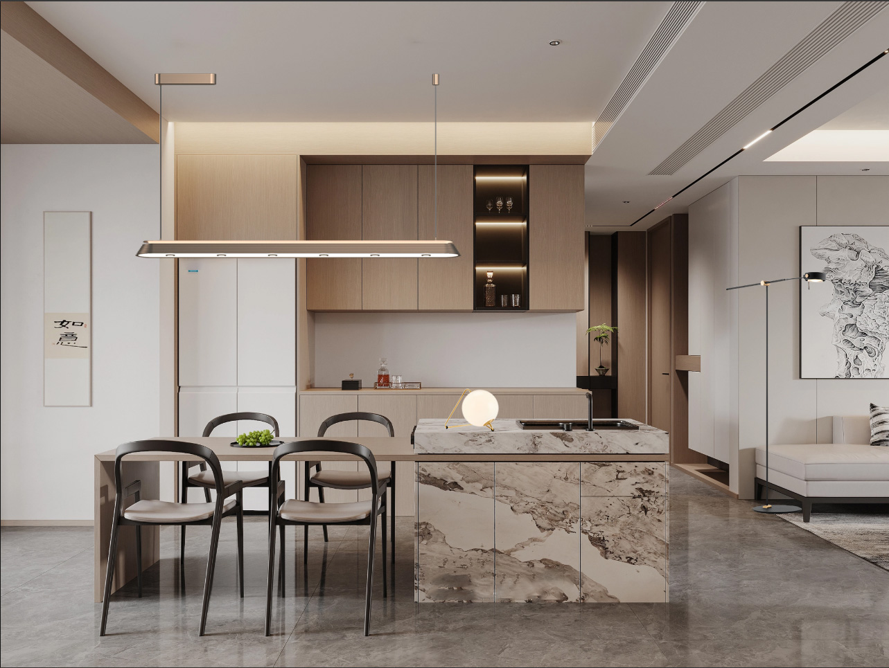 Professional lighting design with Floor Lamp, Pendant Lamp and Spot Light