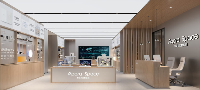 A futuristic living room featuring a sculptural Guocio pendant lamp and advanced home lighting design.