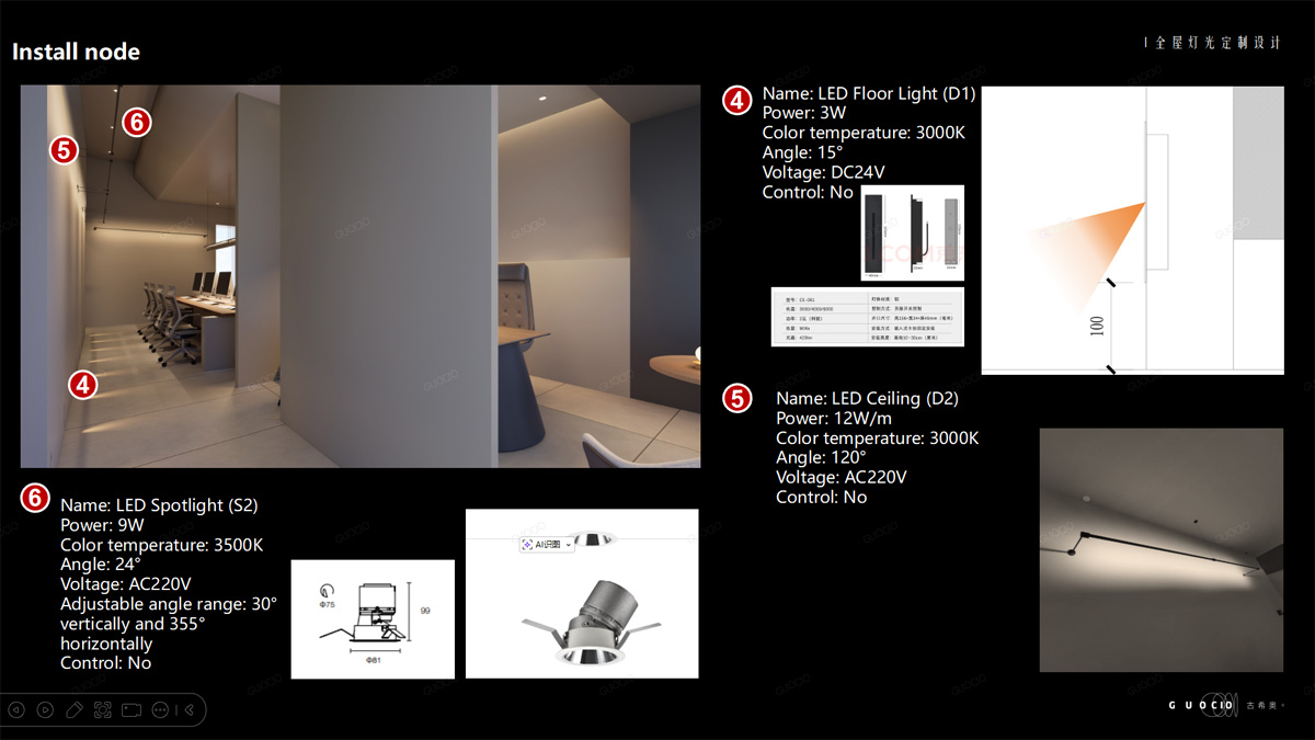 Professional lighting fixture specification and planning sheet