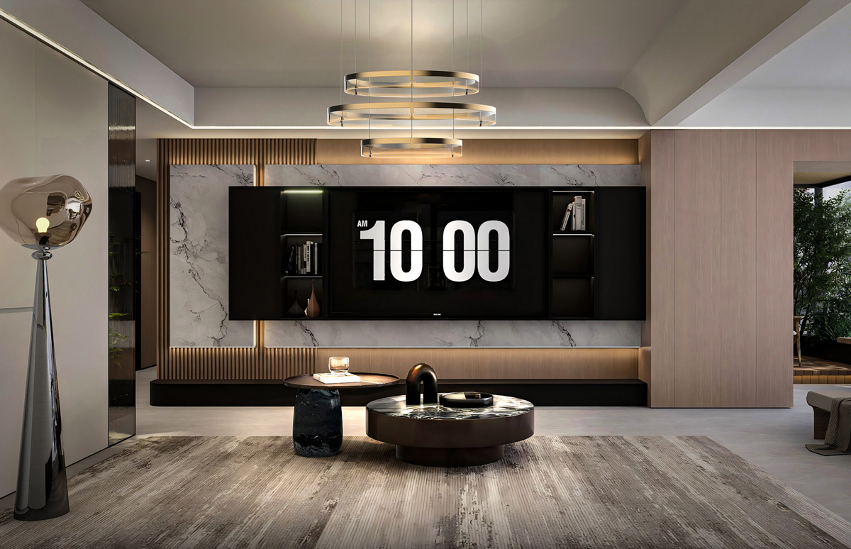 Villa lighting design with spot lights and pendant lamps