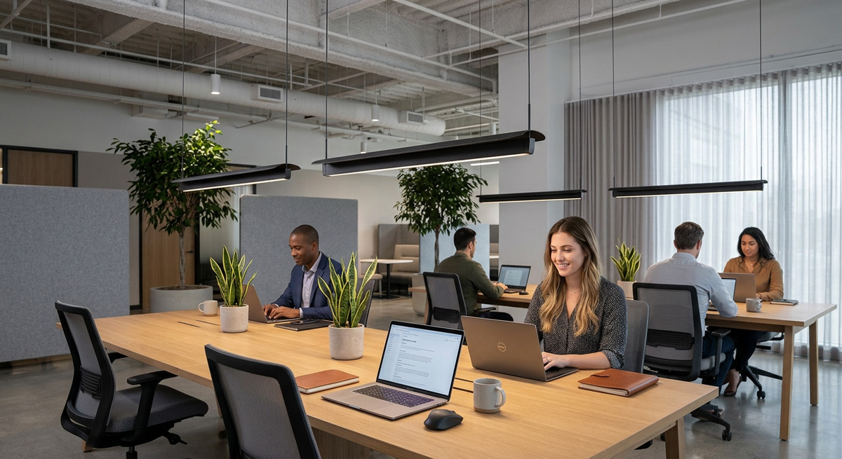 Anti-glare ceiling lamp providing comfortable Office lighting Solutions to reduce eye strain.