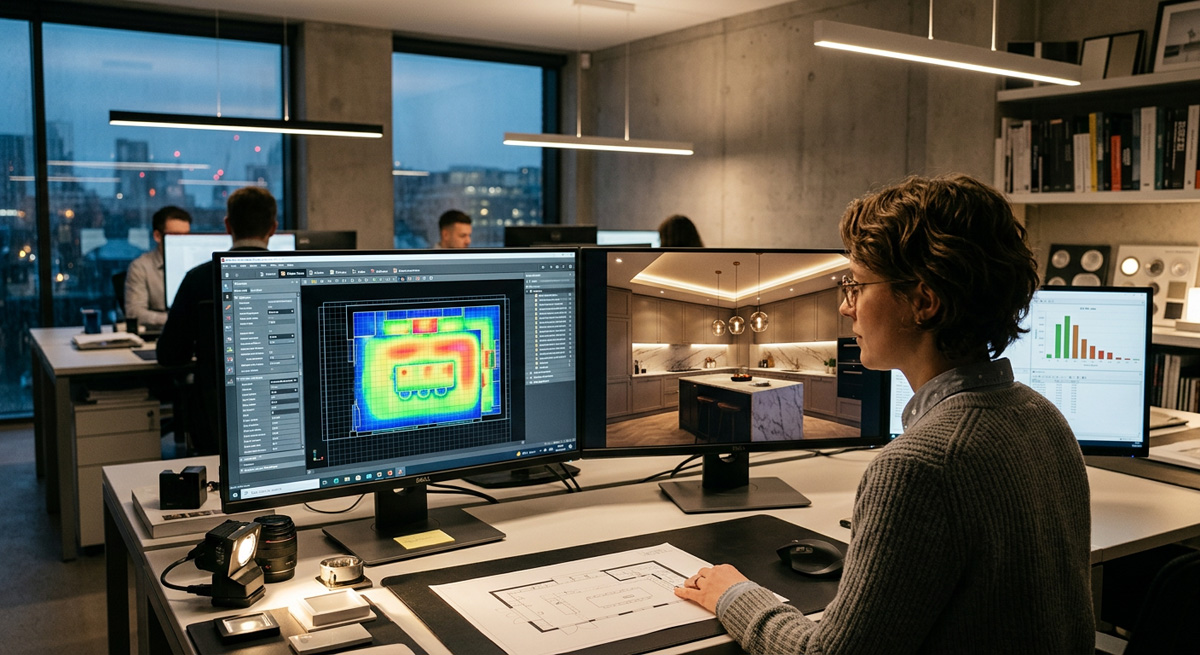 3D photometric lighting simulation for architectural lighting design using professional software