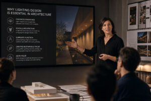 A professional lighting designer explaining why lighting design is important for architectural projects.