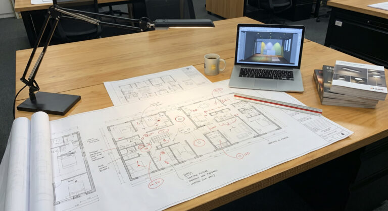 Architectural floor plans and blueprints required for lighting design services