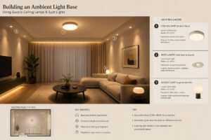 Building an ambient light base using Guocio ceiling lamps and spot lights
