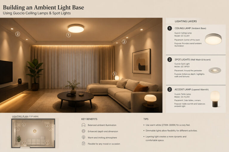 Building an ambient light base using Guocio ceiling lamps and spot lights