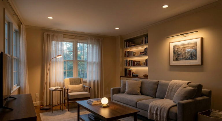 Fixing the interrogation room effect with layered living room lighting design