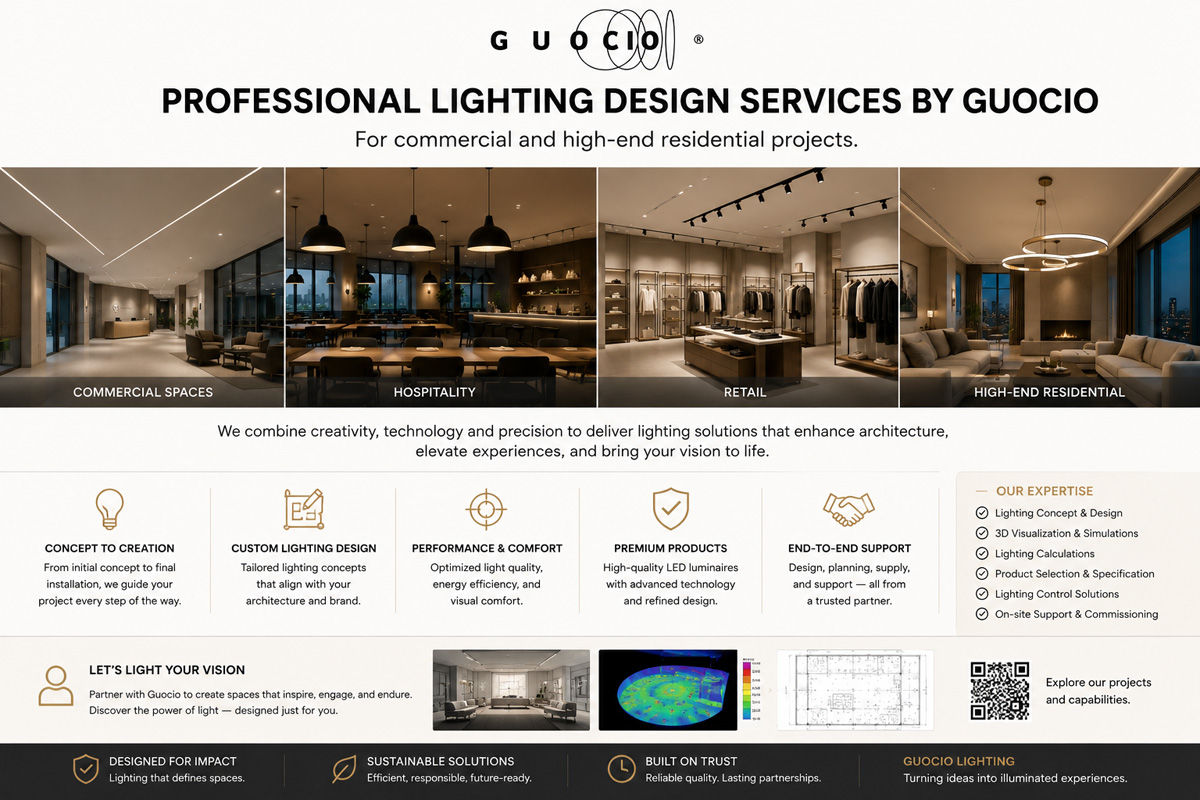 Guocio professional lighting design services for commercial and high-end residential projects