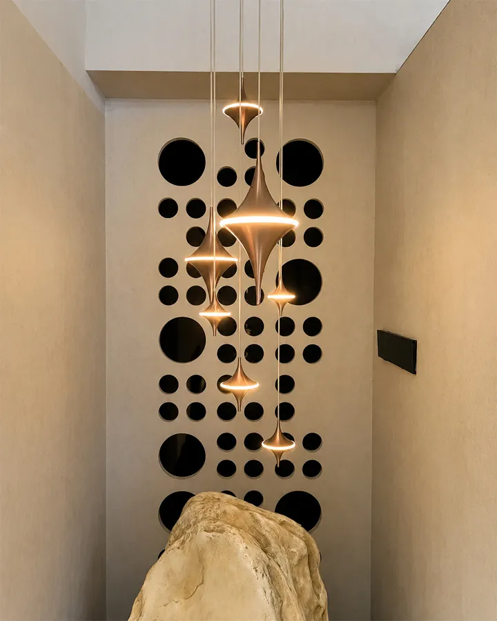 Magical Star Pendant Lamp used as showroom decorative pendant lighting in luxury exhibition space