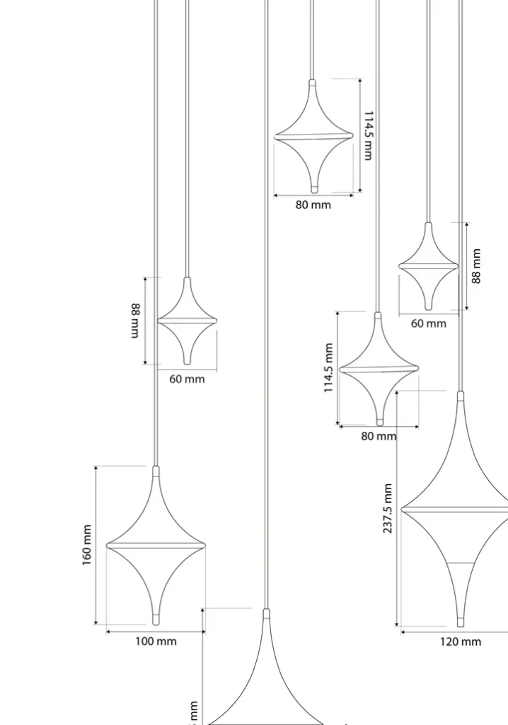 Magical Star Pendant Lamp dimensions and size guide for luxury decorative lighting